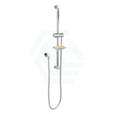 Round Chrome Shower Rail Sliding Holder With Soap Dish Water Hose & Wall Connector Only