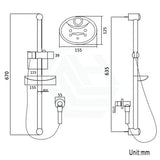 Round Chrome Shower Rail Sliding Holder With Soap Dish Water Hose & Wall Connector Only