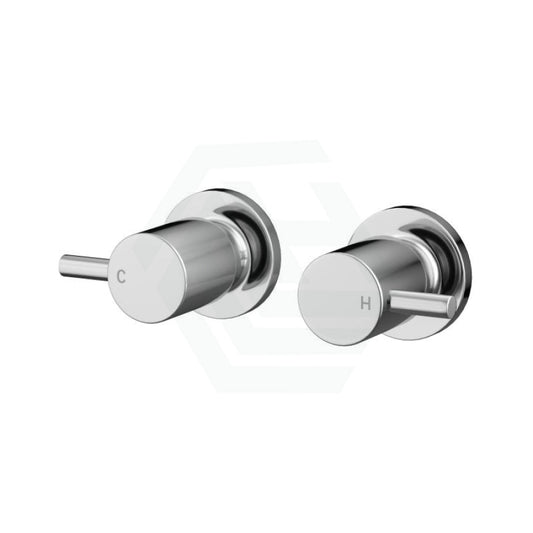 Round Chrome Shower Wall Taps Quarter Turn Top Assemblies