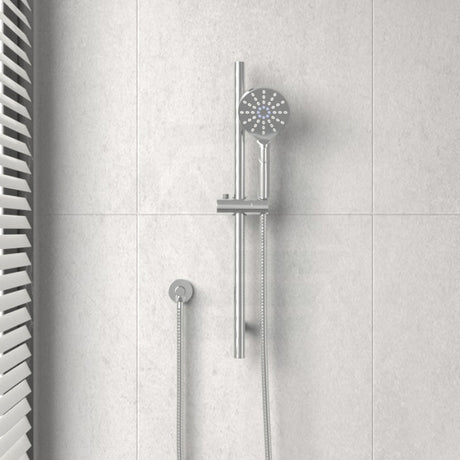 Round Chrome Sliding Shower Rail With 3 Mode Handheld Set