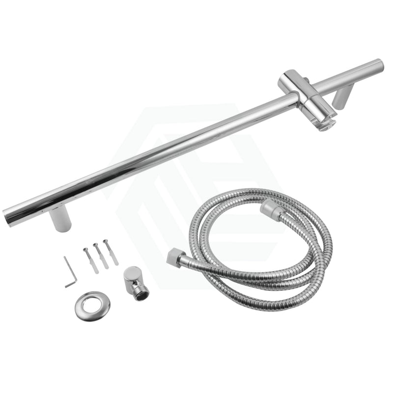 Round Chrome Sliding Shower Rail With 3 Mode Handheld Set