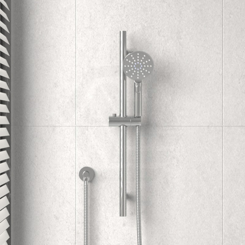 Round Chrome Sliding Shower Rail With 3 Mode Handheld Set