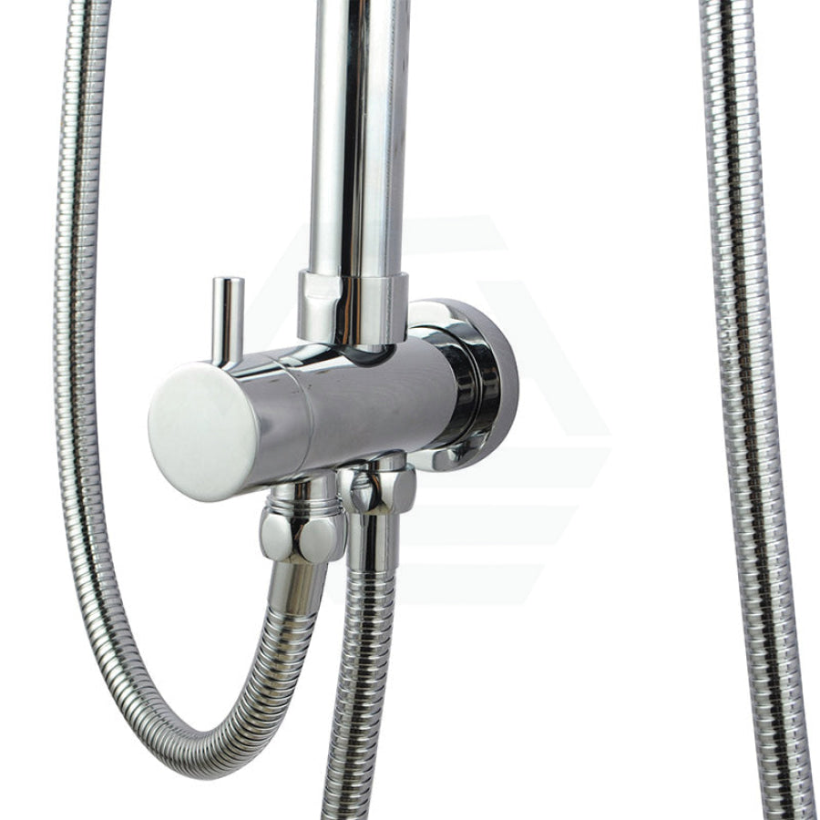 Round Chrome Universal Water Inlet Twin Shower Rail With Diverter