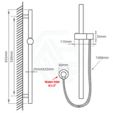 Round Chrome Wall Mounted Sliding Rail With Water Hose & Connector Only