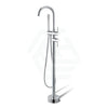 Round Floor Mounted Bath Mixers Handheld Stainless Steel Chrome