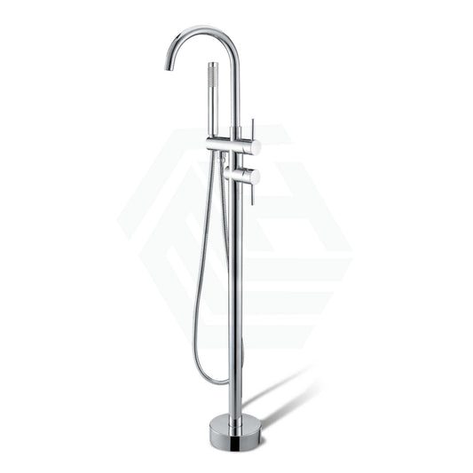 Round Floor Mounted Bath Mixers Handheld Chrome