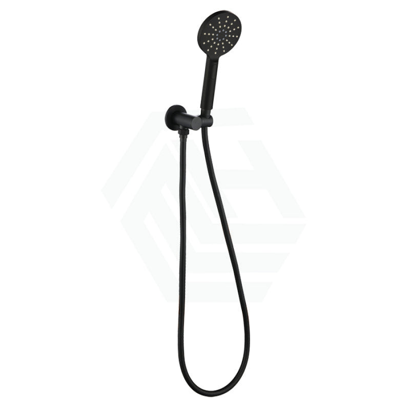 Round Matt Black 3 Functions Handheld Shower With Wall Bracket Set Bathroom Products