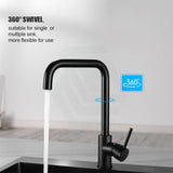 Round Matt Black 360° Swivel Kitchen Sink Mixer Tap Gooseneck Spout Products