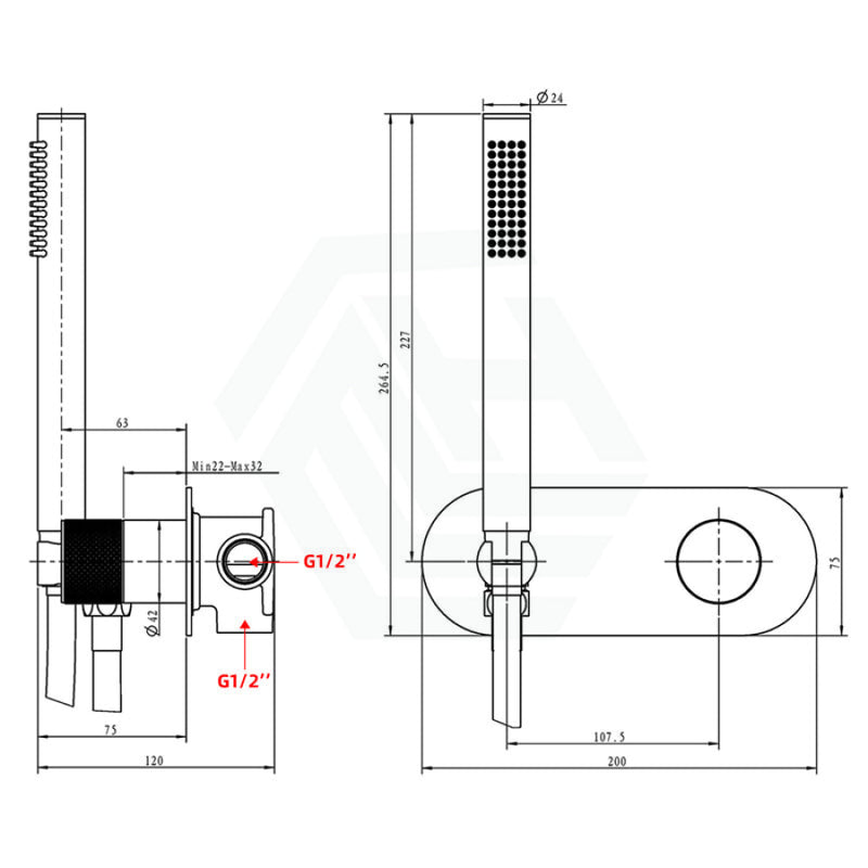 Round Chrome Handheld Shower Set With Mixer Rail