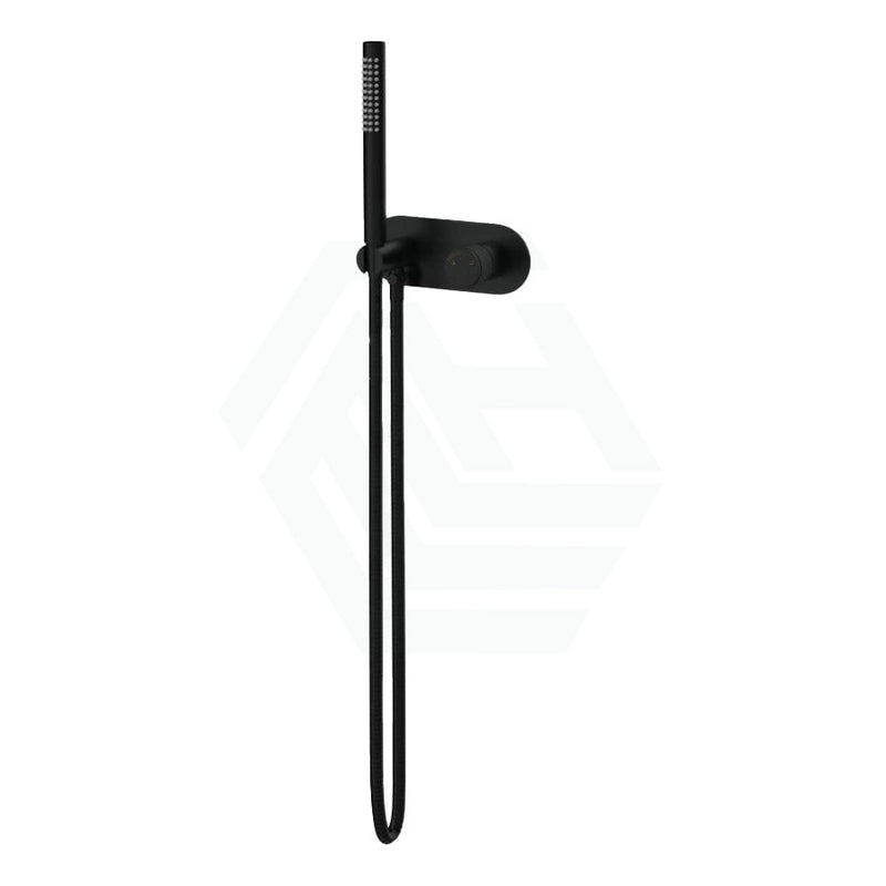 Round Matt Black Handheld Shower Set With Mixer Rail