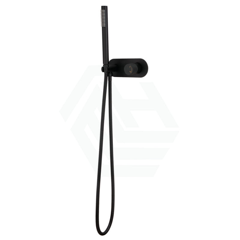 Round Matt Black Handheld Shower Set With Mixer Rail