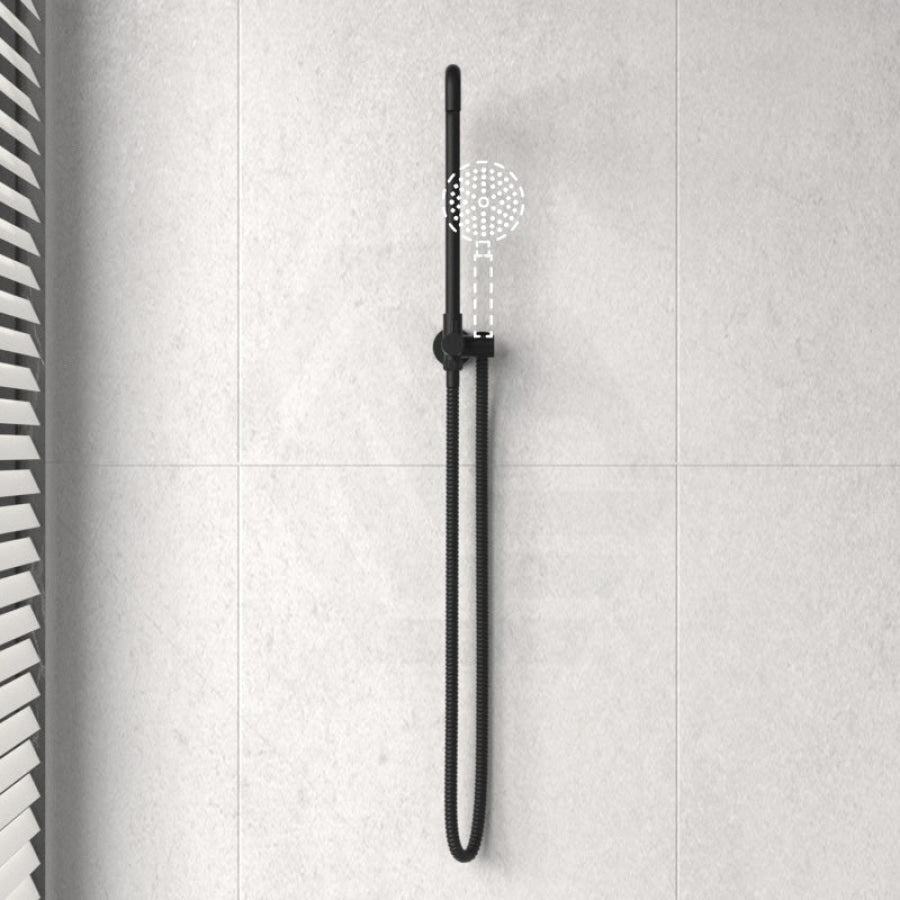 Round Matt Black Twin Shower Rail Top Water Inlet Rails