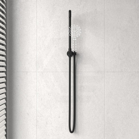 Round Matt Black Twin Shower Rail Top Water Inlet Rails