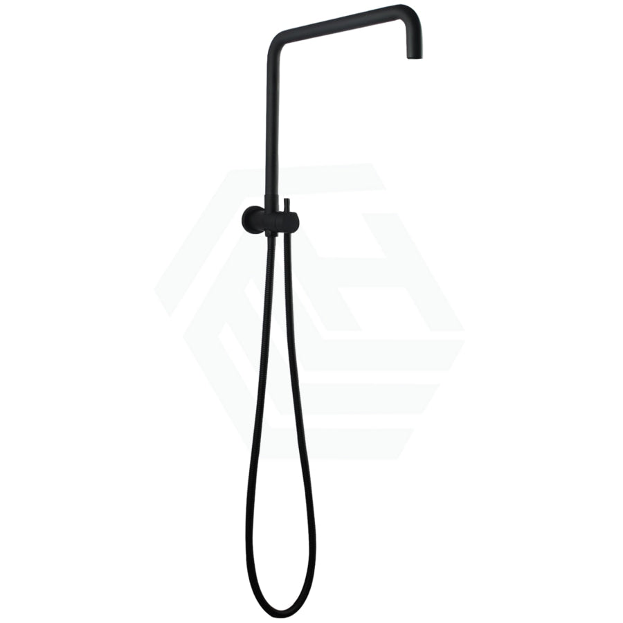 Round Matt Black Twin Shower Rail Top Water Inlet