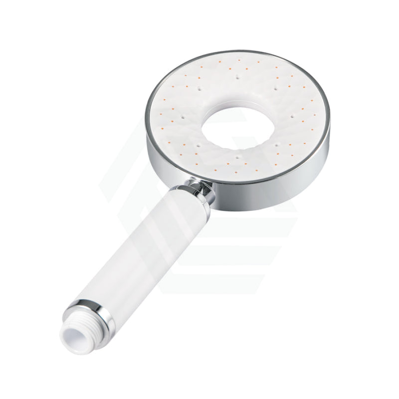 Round White & Chrome Abs 3 Functions Handheld Shower Head Only Hollow Design Bathroom Products