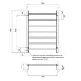 Radiant Gun Metal Grey Heated Round Ladder Towel Rail 600 X 800Mm 7 Bars Bottom Left Rails