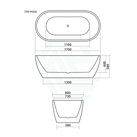 1500/1700Mm Arko 120 Oval Freestanding Bathtub Gloss White Acrylic With Overflow Smartfill System