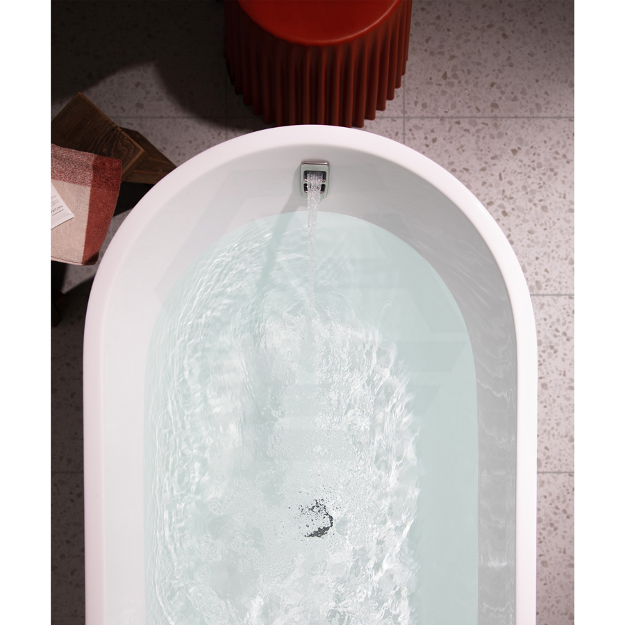 1500/1700Mm Arko 120 Oval Freestanding Bathtub Matt White Acrylic With Overflow Smartfill System