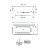 Seima 1500/1700Mm Plati 130 Back To Wall Bathtub White Acrylic With Overflow And Smartfill System