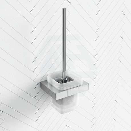 Seto Chrome Brass Square Toilet Brush With Frosted Glass Brushes & Holders