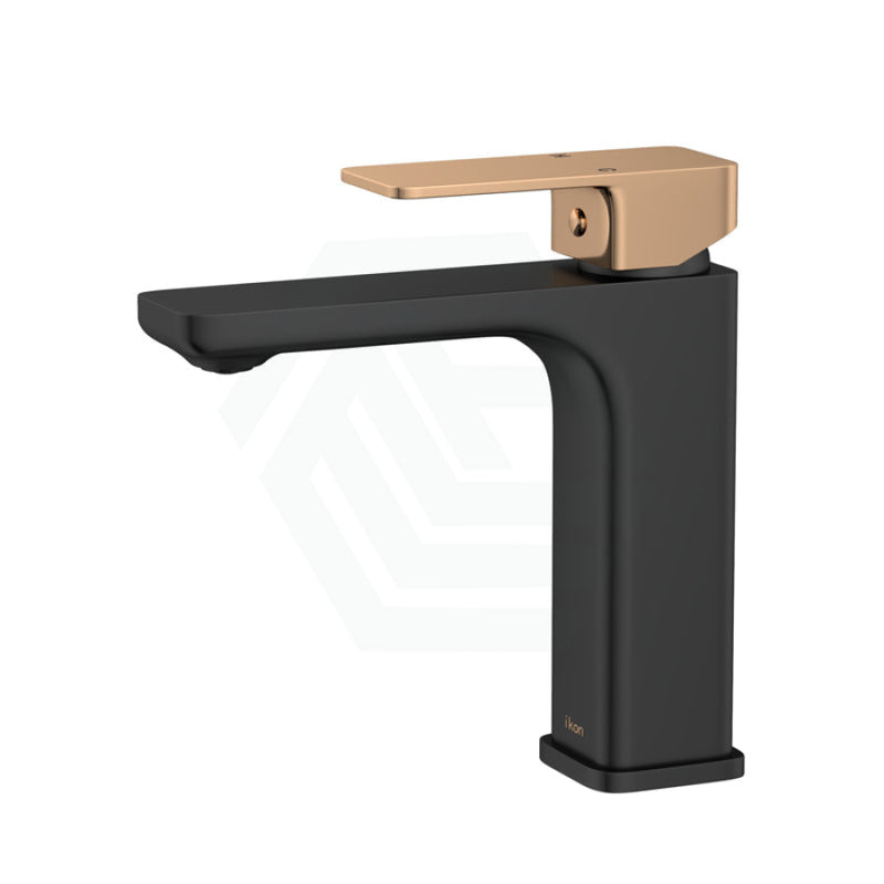 Seto Solid Brass Matt Black & Rose Gold Basin Mixer Tap For Vanity And Sink Multi-Colour Short