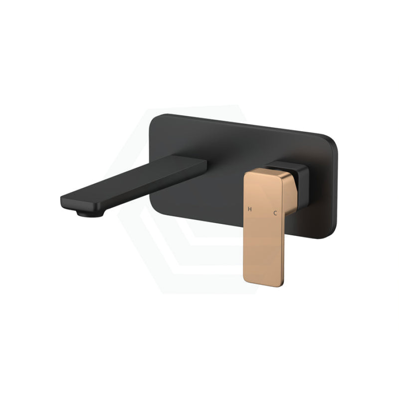 Seto Solid Brass Matt Black & Rose Gold Bathtub/Basin Wall Mixer With Spout Multi-Colour Mixers