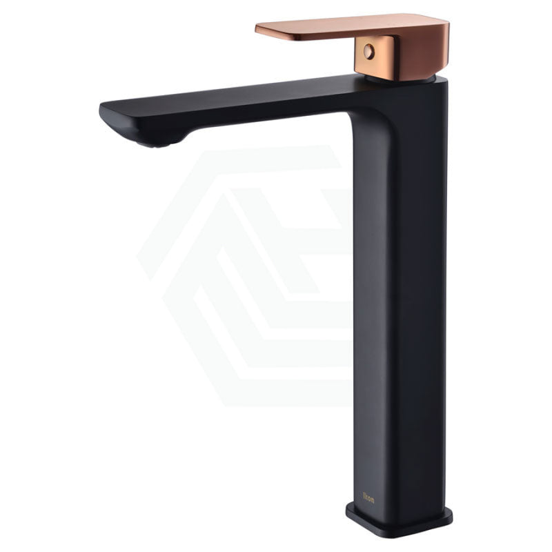 Seto Brass Tall Basin Mixer Tap Black Rose Gold