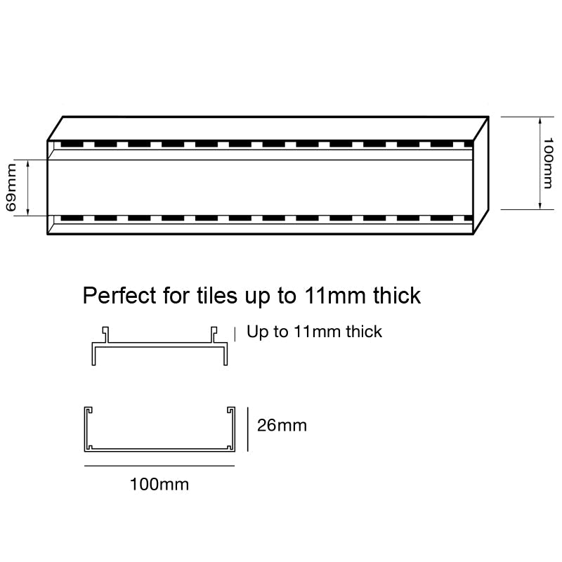 300-3900Mm Lauxes Black Shower Grate Drain Any Size Indoor Aluminium Midnight Slimline Tile Insert