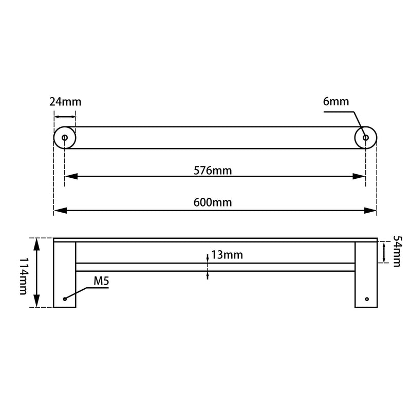 Esperia 600/800Mm Black Double Towel Rail Stainless Steel 304 Wall Mounted Bathroom Products