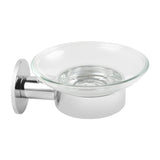 Soap Dish Holder Glass Self Adhesive Chrome