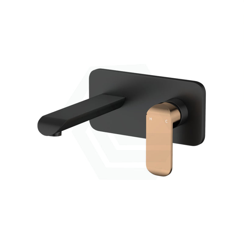 Solid Brass Matt Black & Rose Gold Bathtub/Basin Wall Mixer With Spout Multi-Colour Mixers