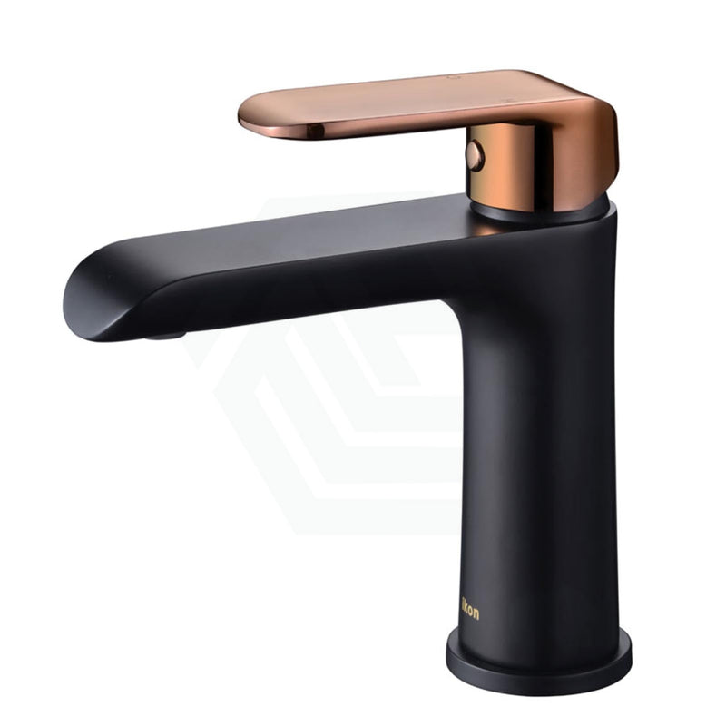 Brass Vanity Short Basin Mixer Tap Black Rose Gold