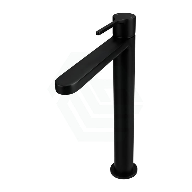 Round Brass Tall Basin Mixer Tap Black Bathroom