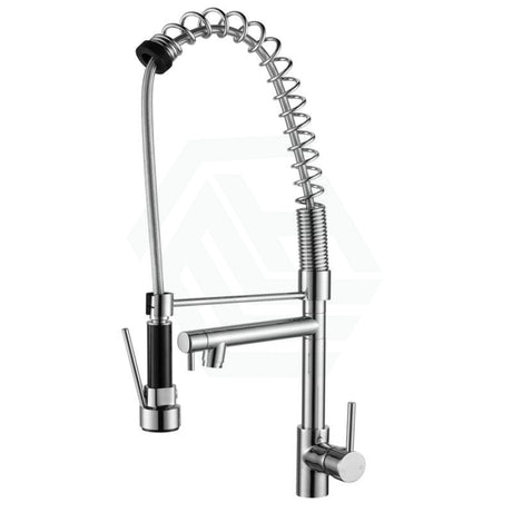 Brass Spring Double Spout Kitchen Mixer Chrome