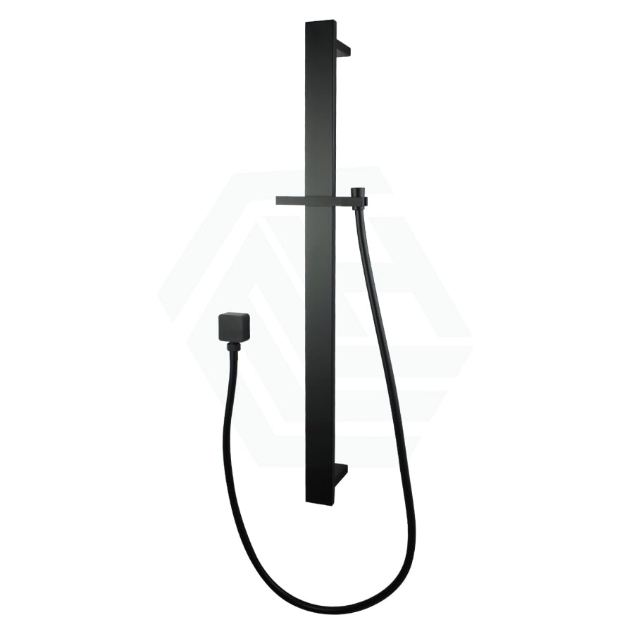 Square Black Sliding Shower Rail With Wall Connector & Water Hose Only