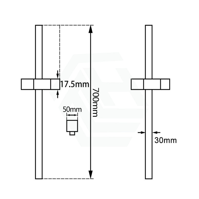 Square Black Wall Mounted Sliding Rail With Water Hose & Connector Only Shower