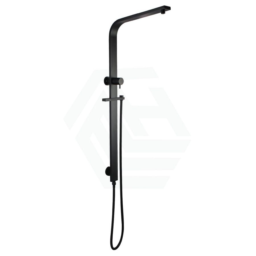 Square Black Wide Twin Shower Rail With Diverter Top Water Inlet