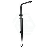 Square Black Wide Twin Shower Rail With Diverter Top Water Inlet