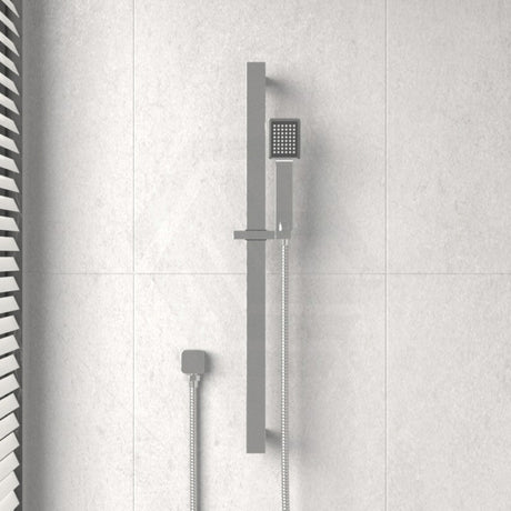 Square Chrome Shower Rail With Handheld Set Wall Mounted