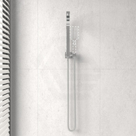 Square Chrome Top Water Inlet Twin Shower Rail With Built-In Diverter Rails