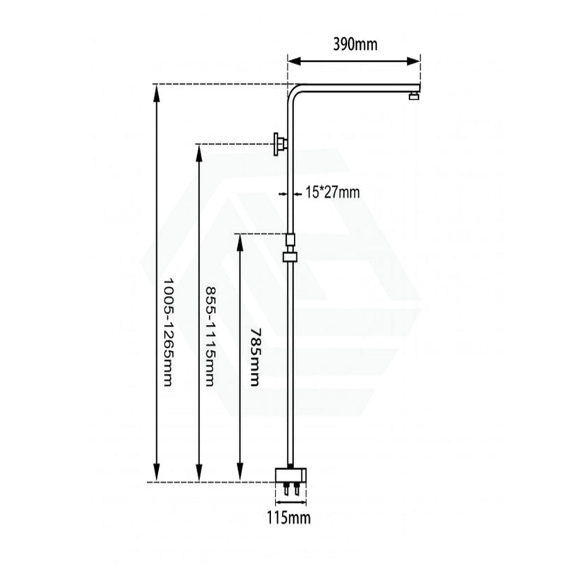 Square Chrome Universal Water Inlet Twin Shower Rail With Diverter