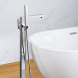 Square Floor Mounted Bath Mixers Handheld Solid Brass Chrome