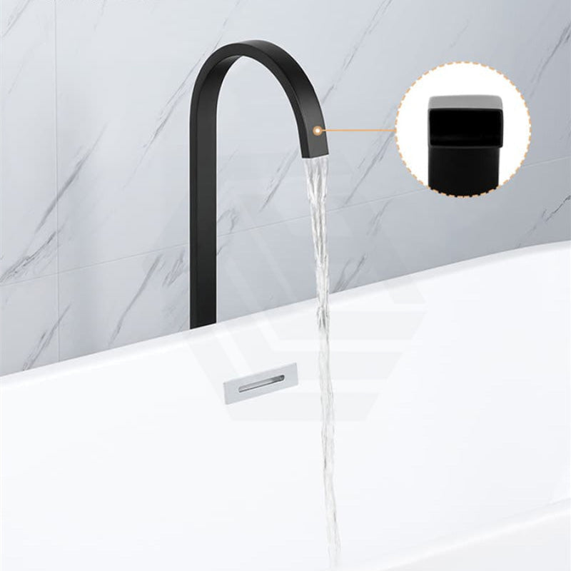 Square Floor Mounted Bath Mixer Stainless Steel Matt Black