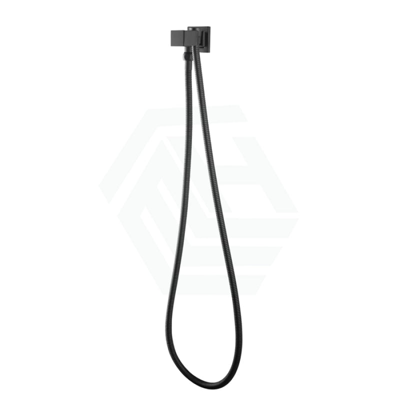 Square Matt Black Shower Holder Wall Connector & Hose Only Bathroom Products