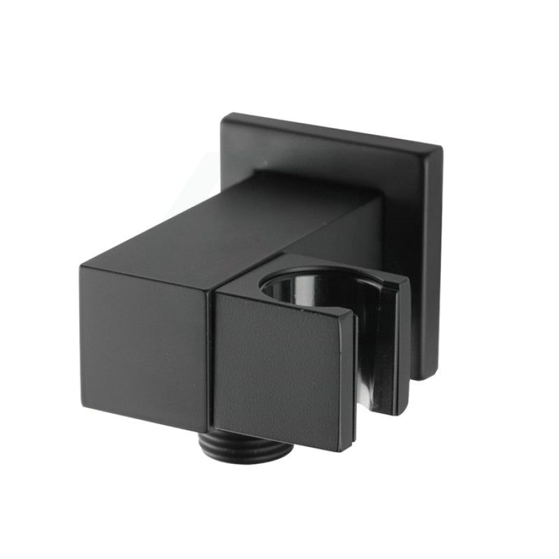 Square Matt Black Shower Holder Wall Connector & Hose Only Bathroom Products