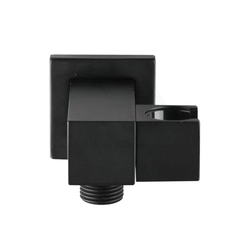 Square Matt Black Shower Holder Wall Connector & Hose Only Bathroom Products