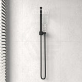 Square Matt Black Top Water Inlet Twin Shower Rail With Built - In Diverter Rails