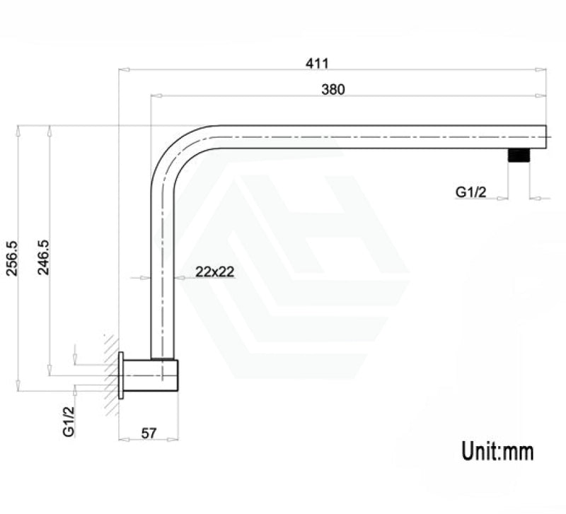 Square Swivel Shower Arm Chrome