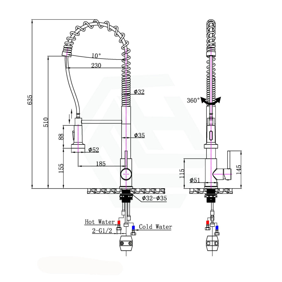 Tall Spring 360° Swivel Chrome Pull Out Kitchen Sink Mixer Tap Solid Brass Products