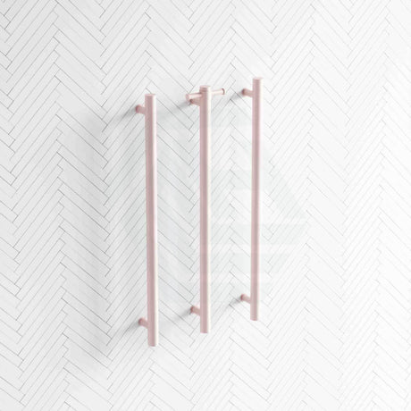 Thermogroup 12V 900Mm Dusty Pink Straight Round Vertical 3 Single Heated Towel Rails